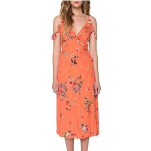 Willow & Clay Floral Wrap Dress Tangerine Small